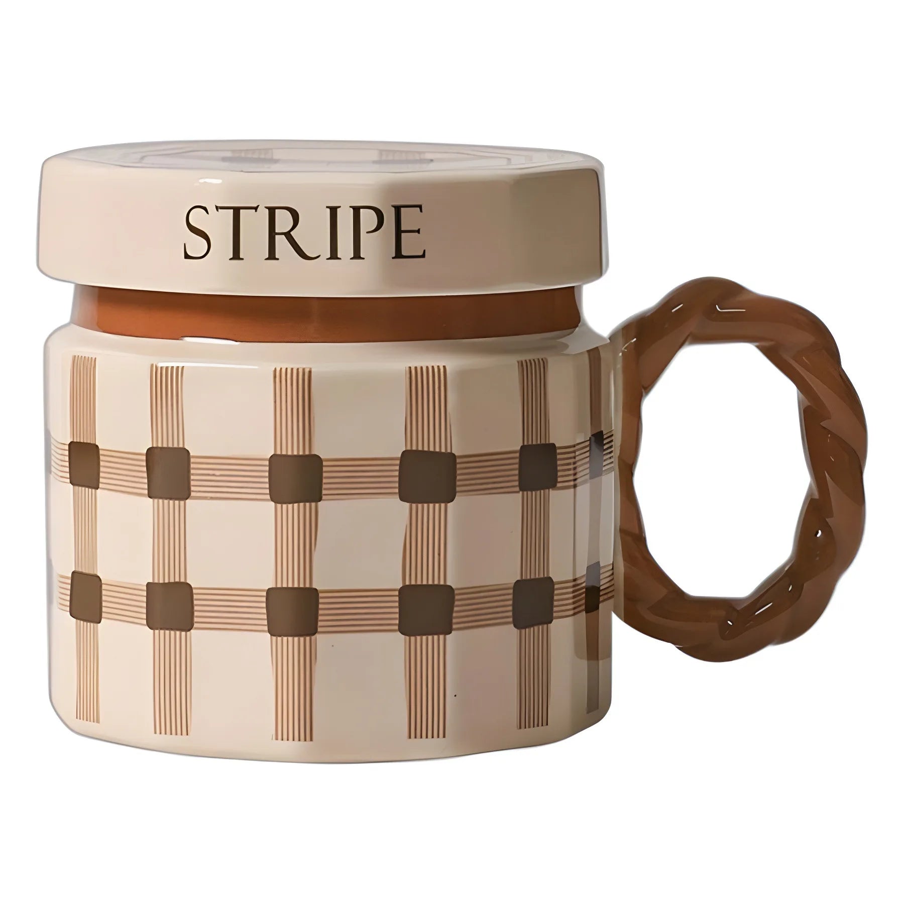 Retro Ceramic Coffee Mug with Lid – Vintage Style Luxury Drinking Cup