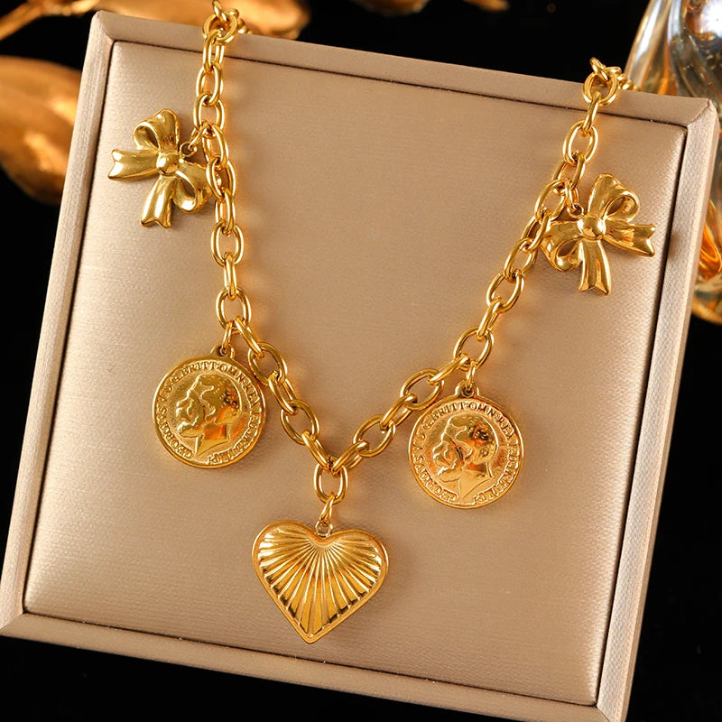 Gold-Plated Heart Pendant Necklace
