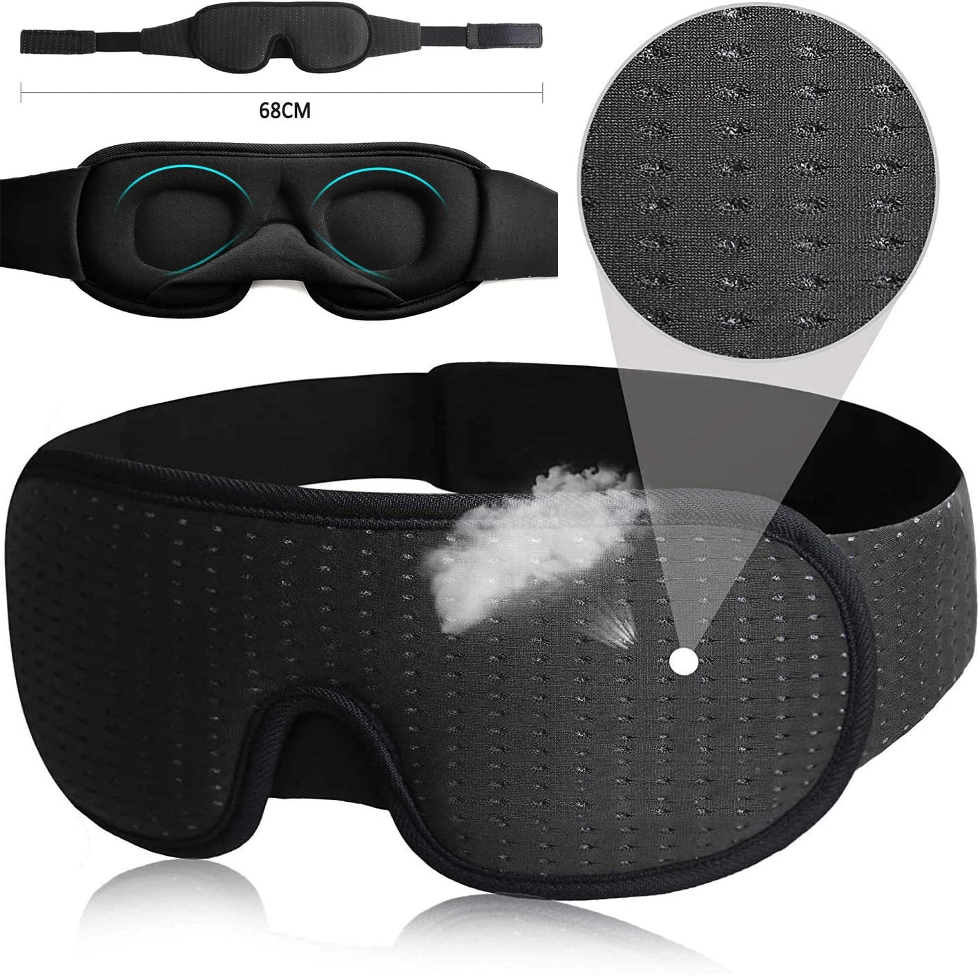 3D Sleep Mask – Soft Breathable Eye Mask for Travel & Night