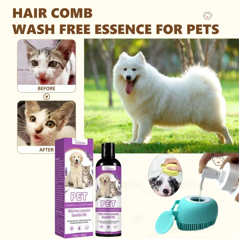 Pet Flea & Tick Shampoo PH Balanced Anti Itch Dog & Cat Shampoo Deep Cleaning