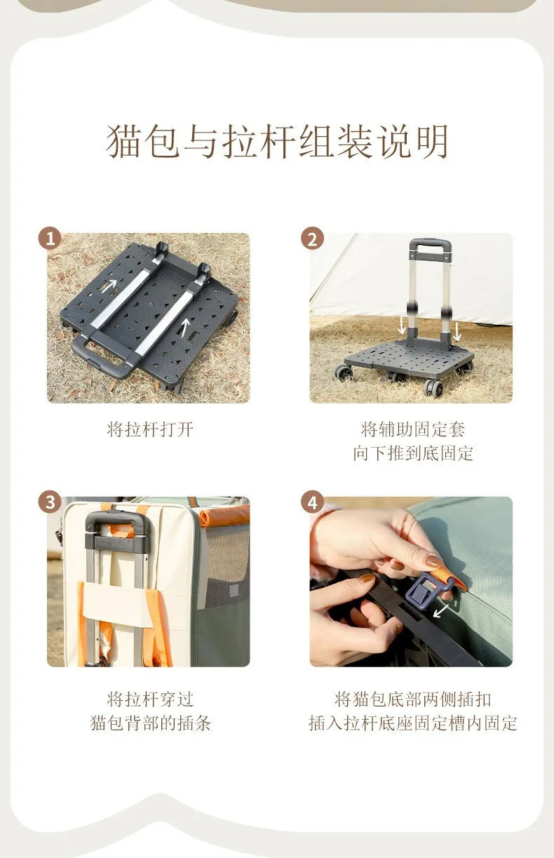 Extra Large Portable Pet Trolley Case, Detachable Dog Trolley Case, Large Foldable Pet Bag Cat Travel Carrier Bag