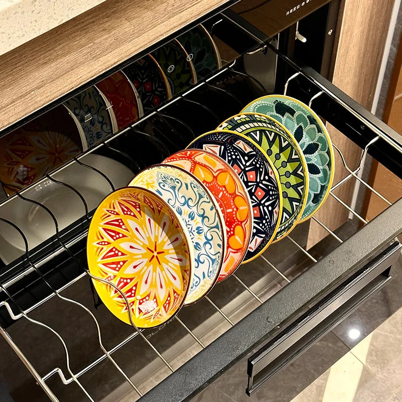 6PCS Bohemian Ceramic Plates – Salad, Dessert & Appetizer Serving Set