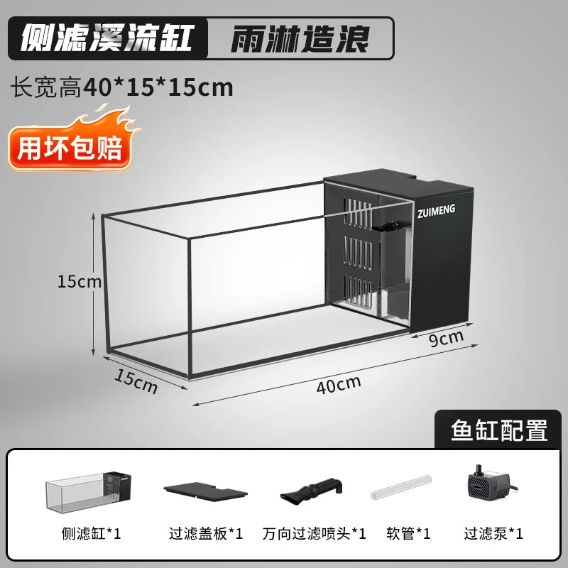 ‌Turtle Aquarium Tank - Fish & Turtle Hybrid Habitat with Stream Landscape, Luxury Villa Ecosystem for Home/Office