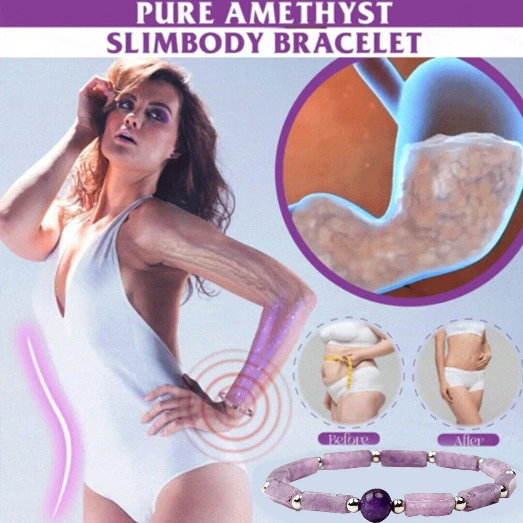 Natural Amethyst Body-purify Slimming Bracelet Stone Energy Yoga Bracelets for Women Weight Loss Bracelet Fatigue Relief Healing