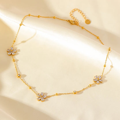 316L Stainless Steel White Zirconia Jewelry Set – Necklace, Bracelet & Earrings for Women