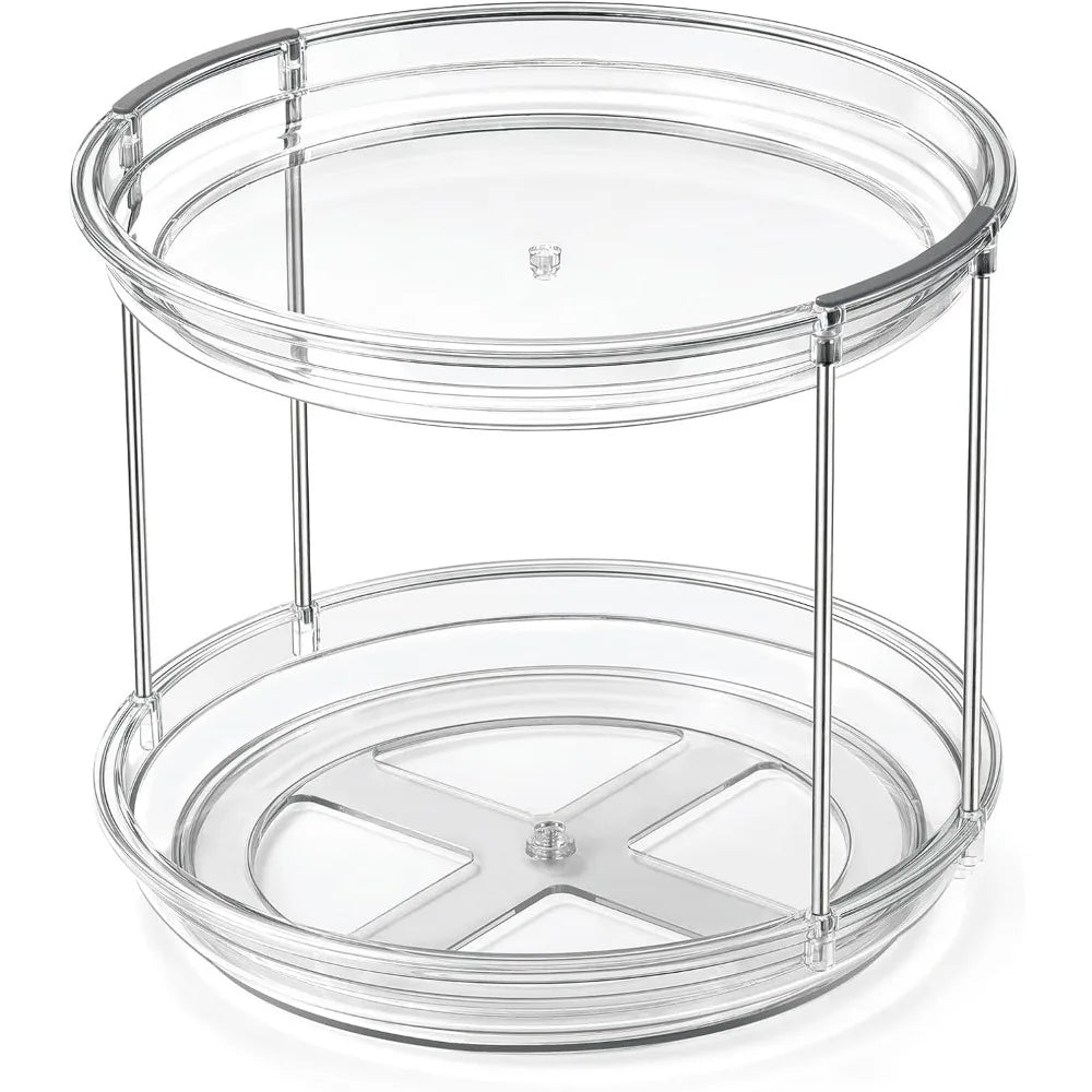 2 Tier Lazy Susan Turntable – Rotating Spice Rack Kitchen Organizer