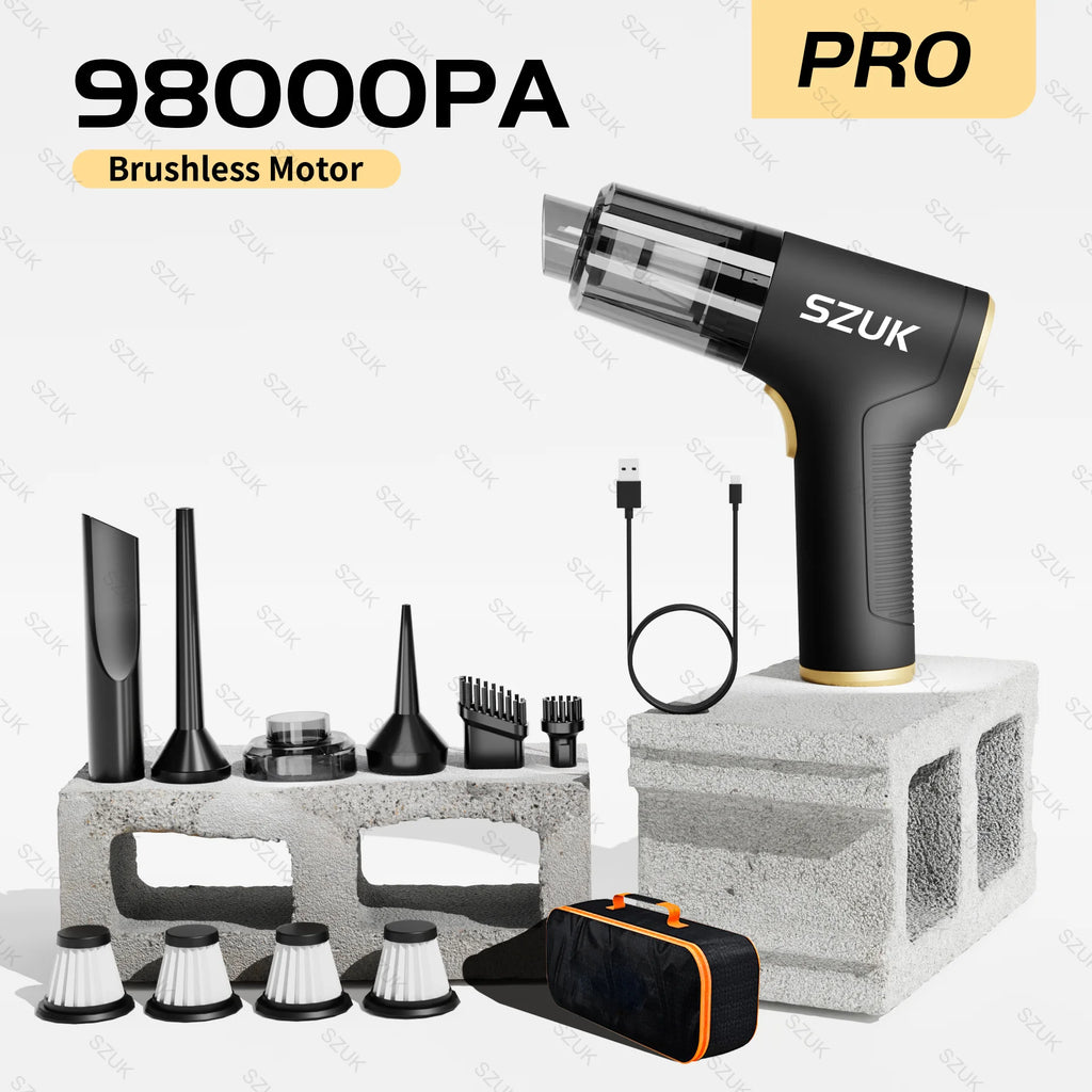 Cordless Car & Home Vacuum Cleaner – 98,000Pa High Suction, USB Rechargeable