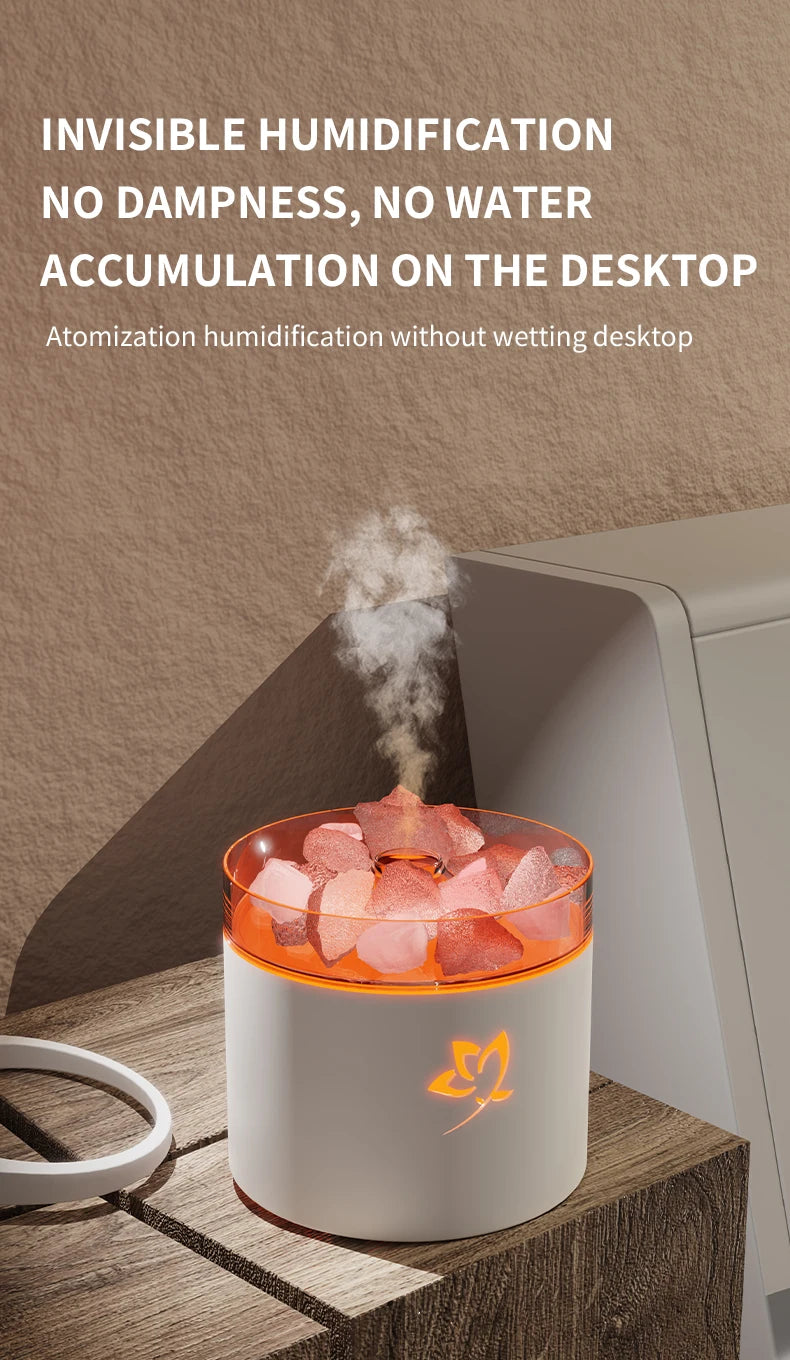 Crystal Salt Stone Aromatherapy Machine Colorful Atmosphere Lamp Atomization Humidification Suitable for Office and Bedroom