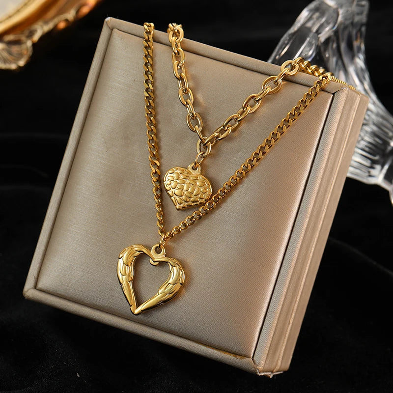 Gold-Plated Heart Pendant Necklace
