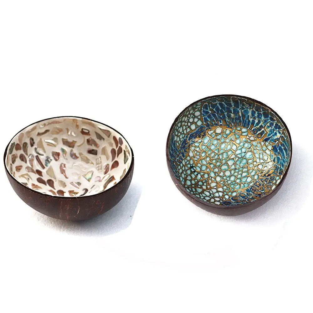 2 Pcs Round Shell Bowls Coconut Shell Key Bowl Natural Storage Bowl for Home