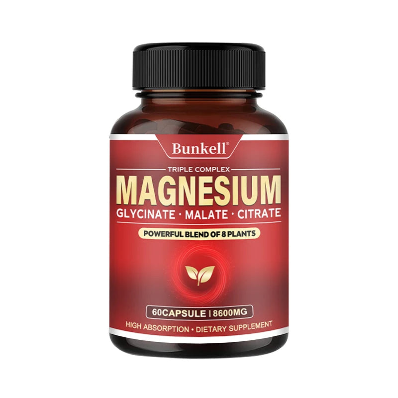 Triple High-efficiency Elemental Magnesium Complex - Glycine, Malic Acid and Magnesium Citrate, Muscle Relaxation, Immunity
