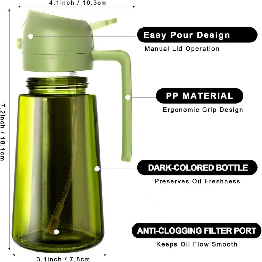 470ml Olive Oil Sprayer Bottle – 2 in 1 Oil Dispenser & Cooking Spray
