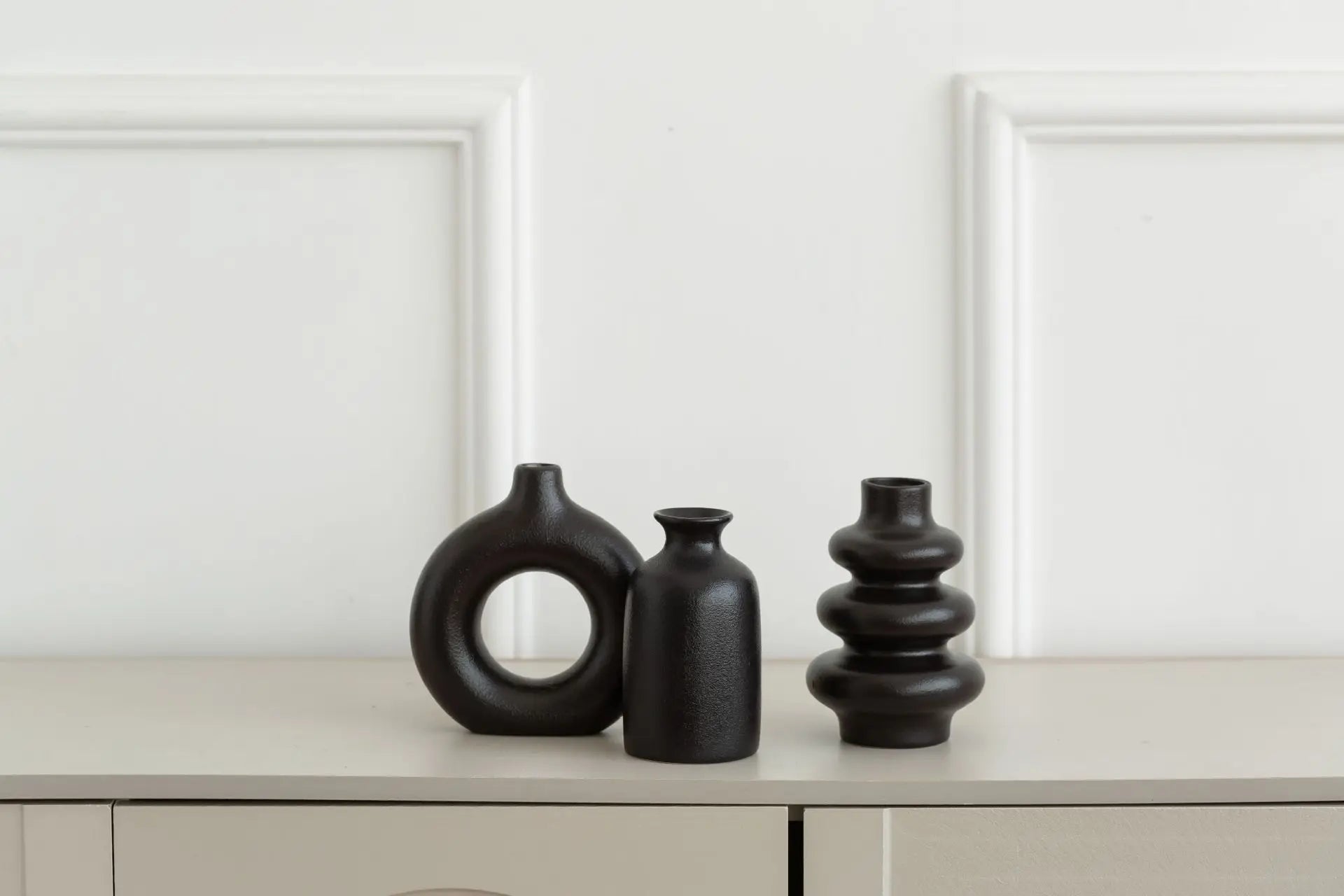 Set of 3 Bohemian Ceramic Vases – Modern Home Decor Vase Set