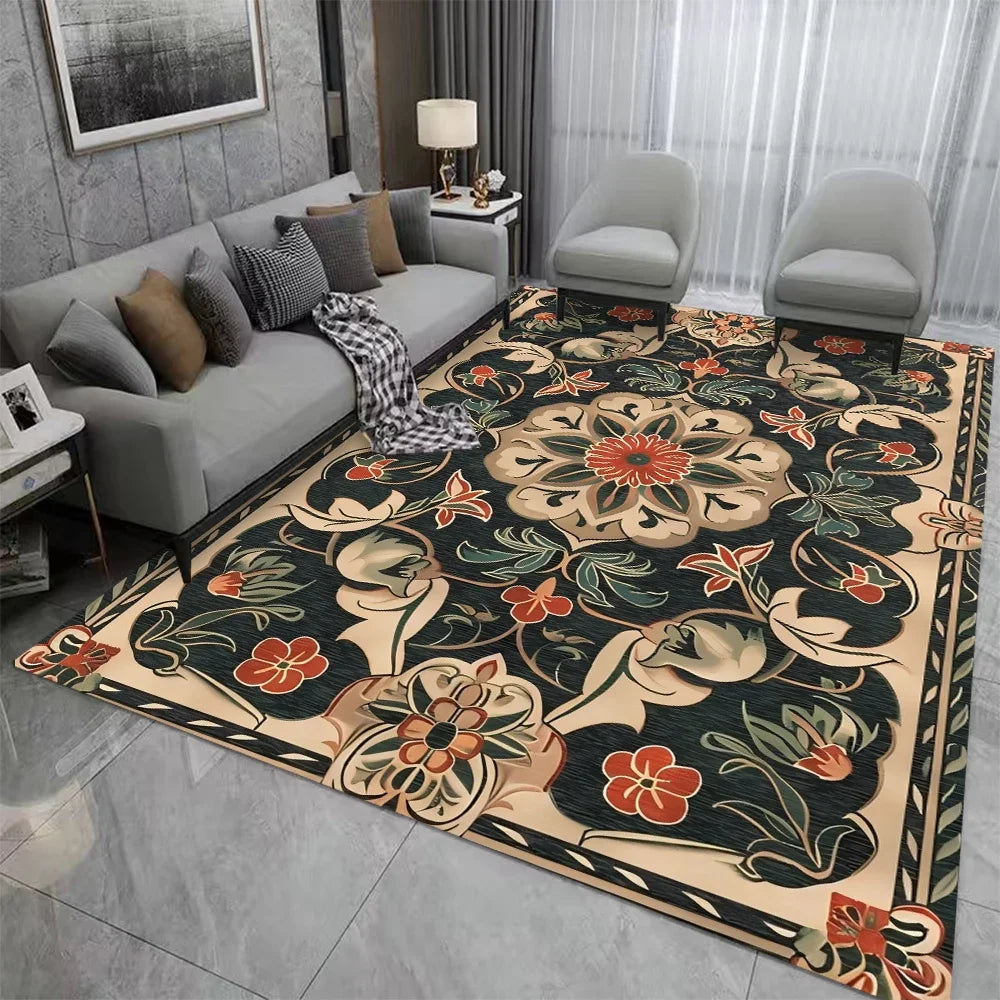 Bohemian Mandala Print Rug – Non Slip Living Room Bedroom Area Rug