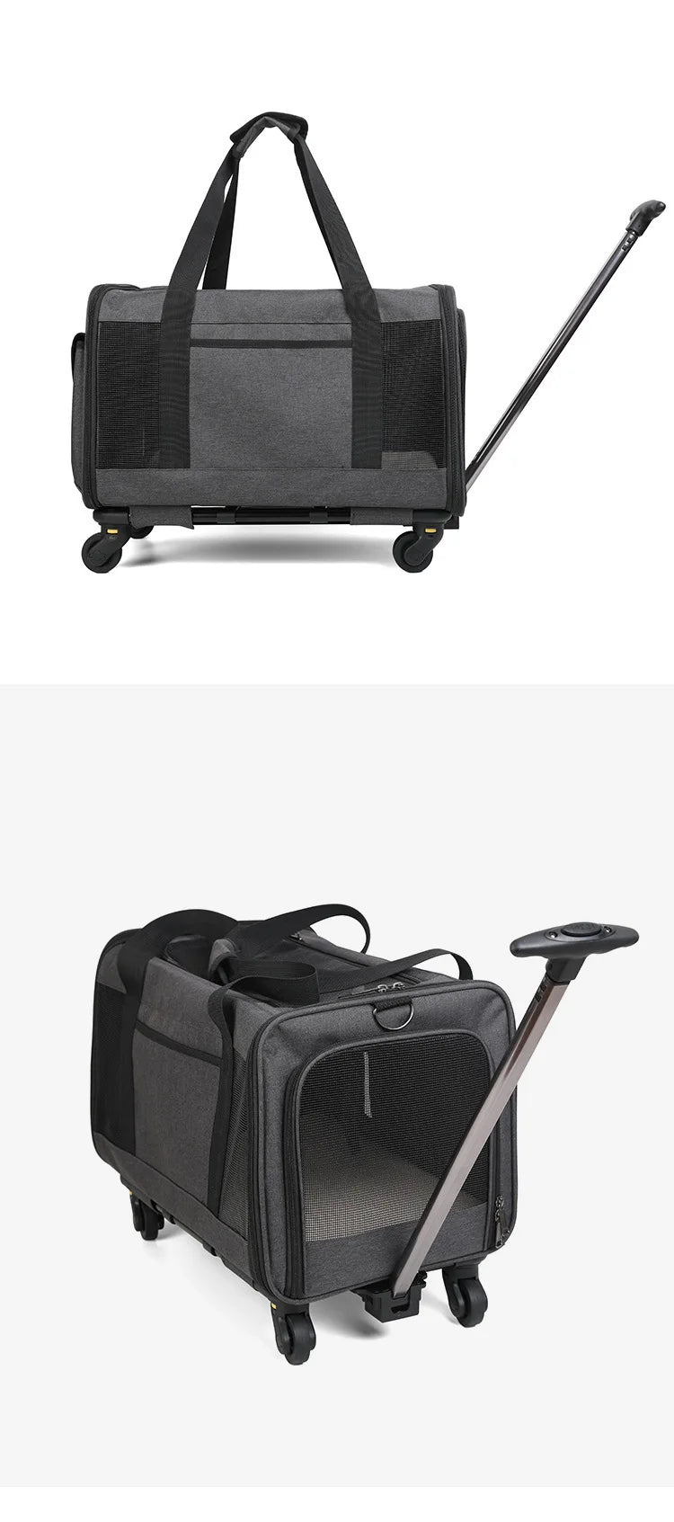 Silent Large Capacity Cat Bag Portable Foldable Pet Suitcase Universal Wheels Breathable Pet Travel Backpack