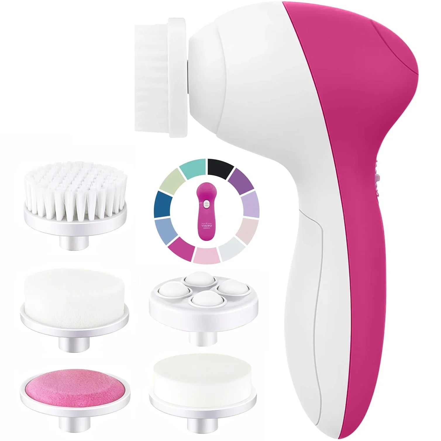 Electric 5-in-1 Facial Cleansing Brush – Rotating Pore Cleaner & Massage Beauty Device