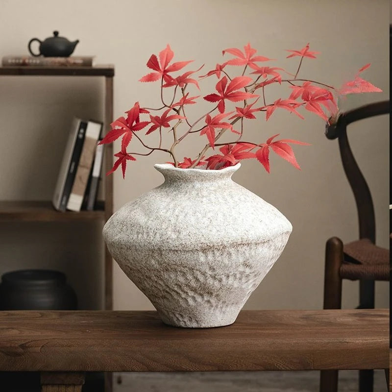 Ceramic Vase Wabi Sabi Style Vintage Vase for Home Decor, Zen Buddhist Decor, Oriental Flower Arrangement Vase for Living Room