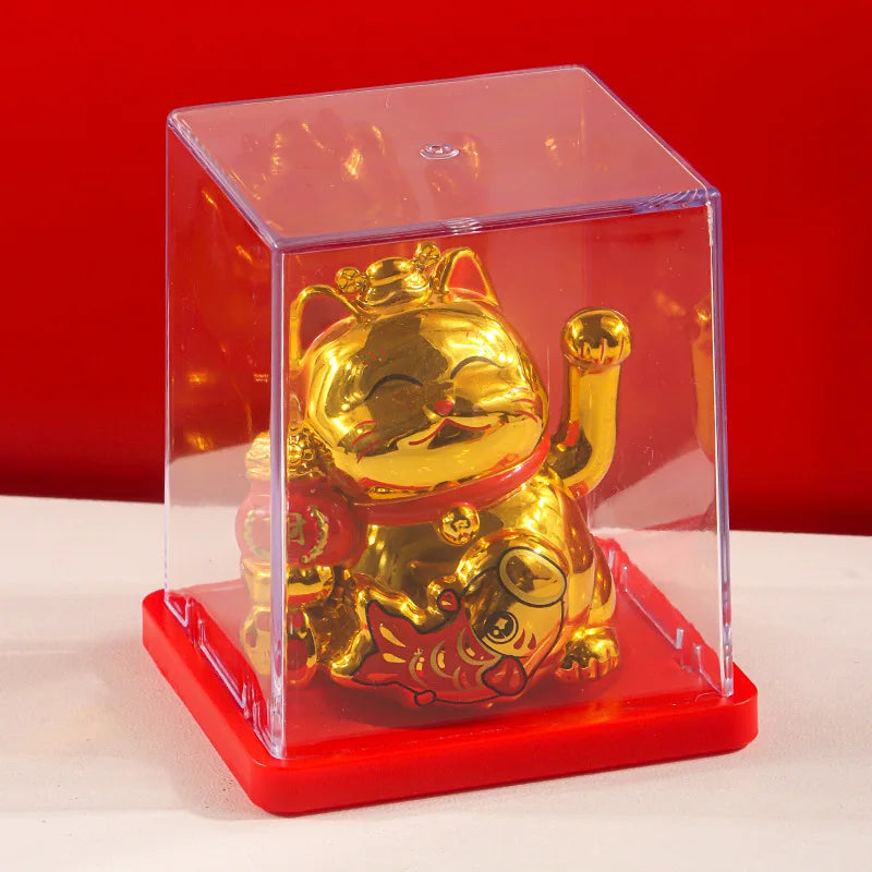 Solar Powered Maneki Neko Lucky Cat – Waving Fortune Cat Decor