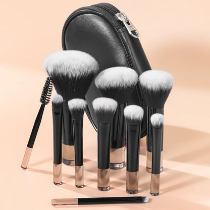 10-Piece Mini Makeup Brush Set with Travel Bag