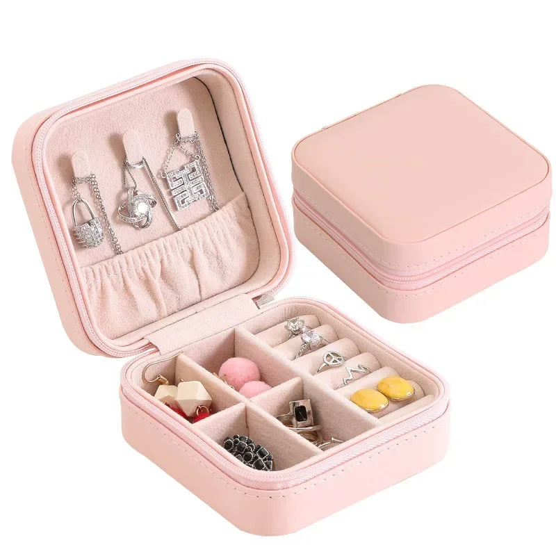 Portable Jewelry Box – Leather Travel Jewelry Organizer Case