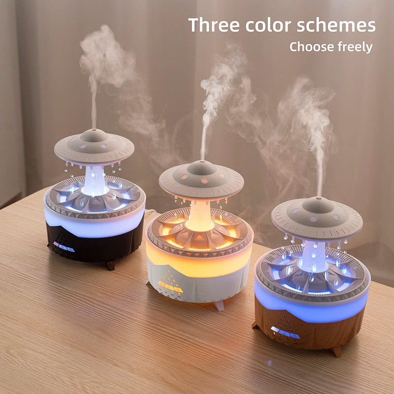 350ml Rain Cloud Aroma Diffuser – USB Humidifier with Remote & LED Light