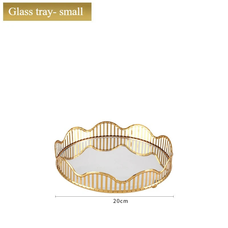 Gold Mirror Glass Tray – Luxury Metal Display & Storage Plate