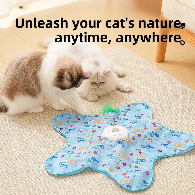 Interactive Cat Toy – Hide & Seek with Squeaky Mouse and Moving Feathers for Kittens