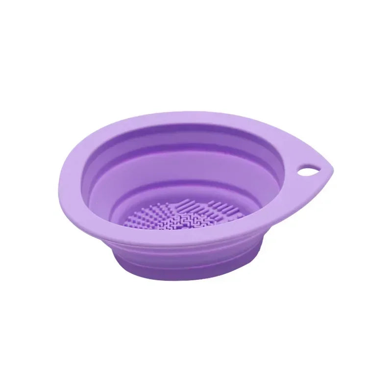 Silicone Makeup Brush Cleaner – Folding Powder Puff Cleaning Bowl for Eyeshadow Brushes