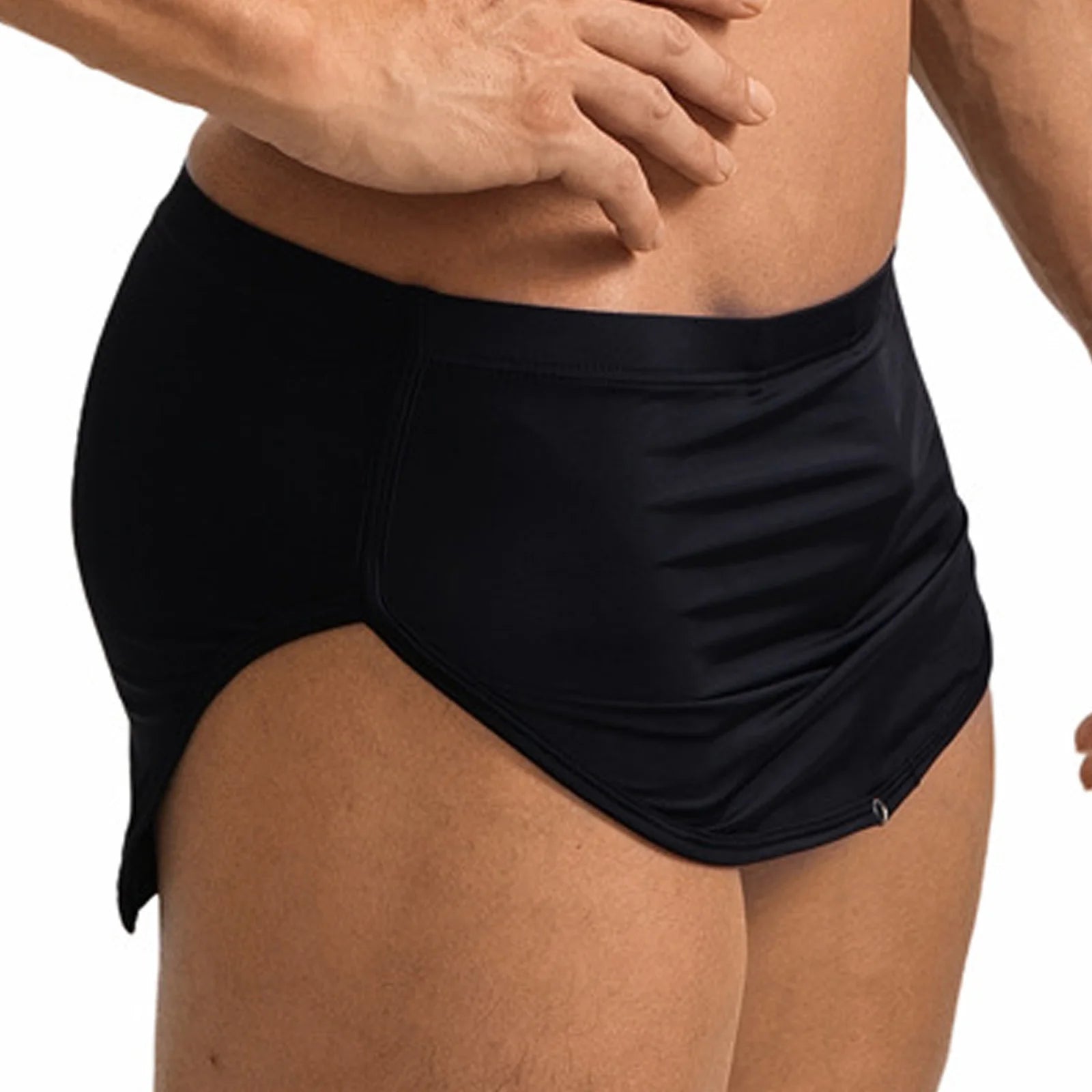 Men Quick Dry Athletic Boxer Shorts Side Split Press Button Elastic Waist Gym Shorts for Fitness Running Cycling