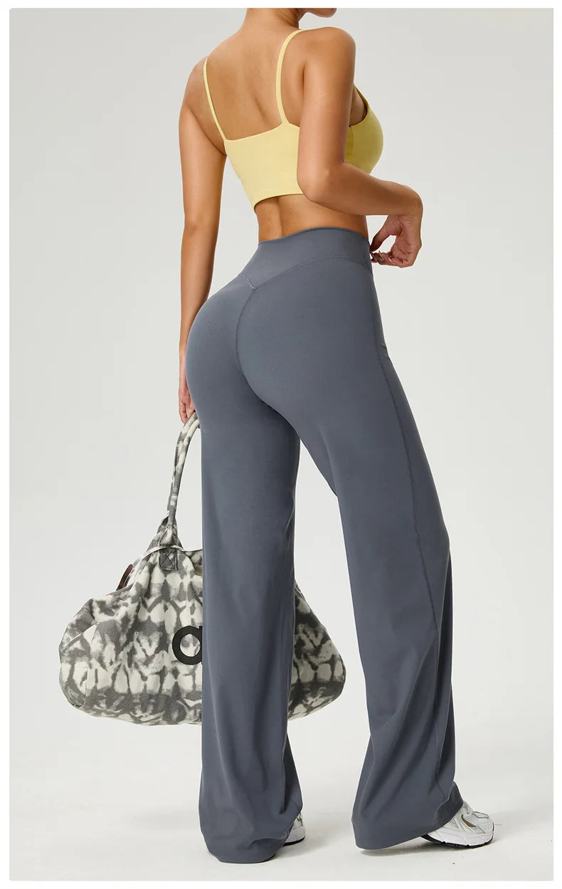 TRY TO BN Women's High Waisted Straight Leg Yoga Pants Gym Leggings Naked Feel Buttery Soft Breathable Running Workout Trousers
