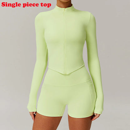 Women’s Slim Fit Zipper Jacket – Long Sleeve Fast-Dry Yoga & Fitness Top