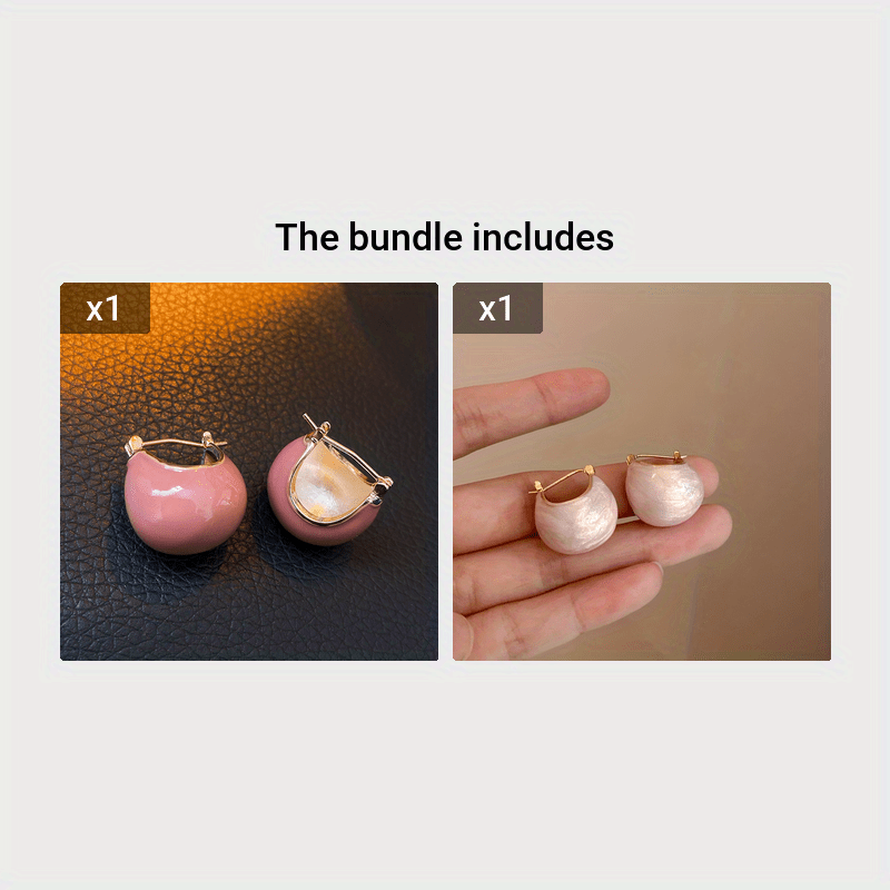 Chunky Enamel Hoop Earrings – 18K Gold Plated, Trendy Japanese & Korean Style