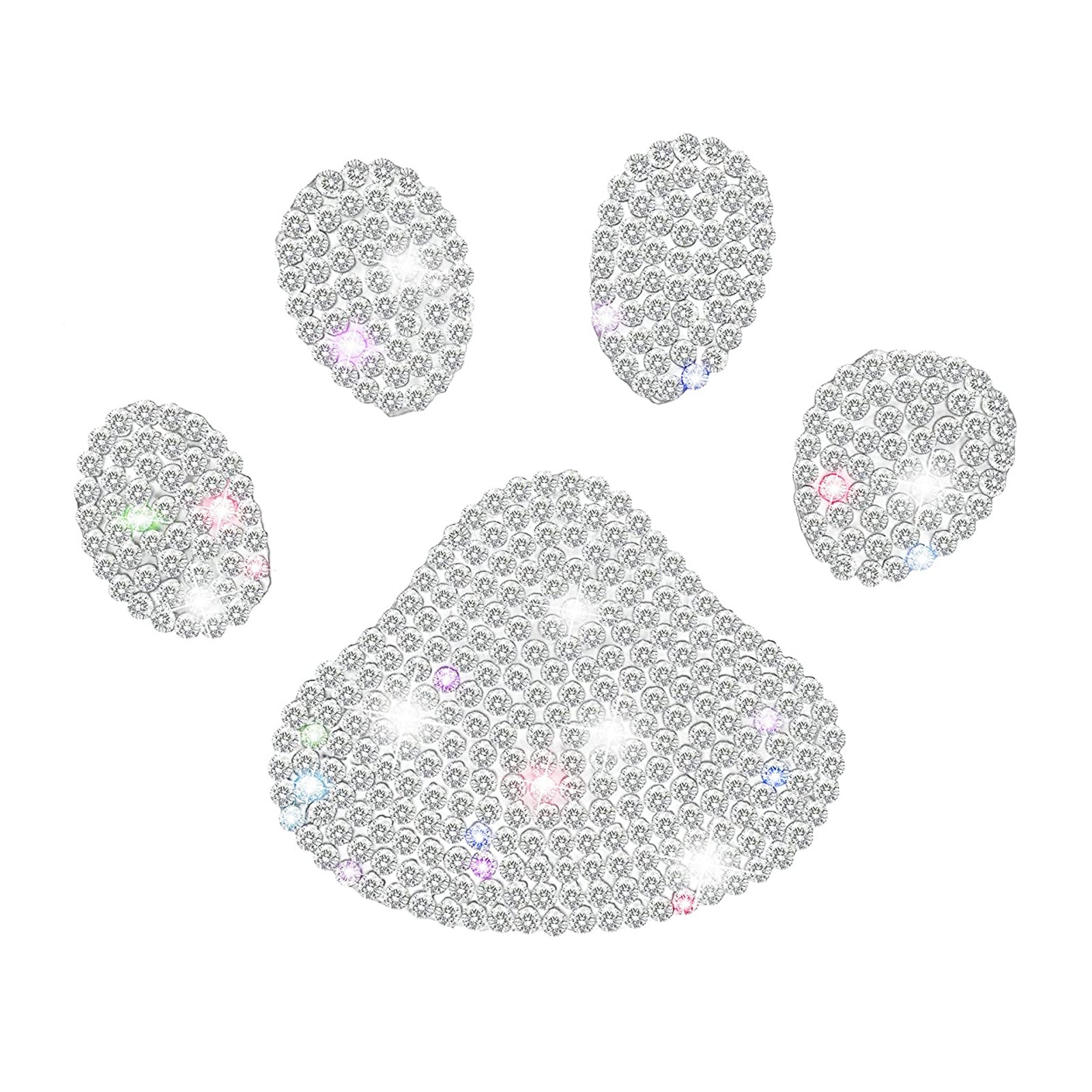 Sparkling Dog Paw Car Decal – Multicolor Rhinestone Sticker for Vehicle Interior