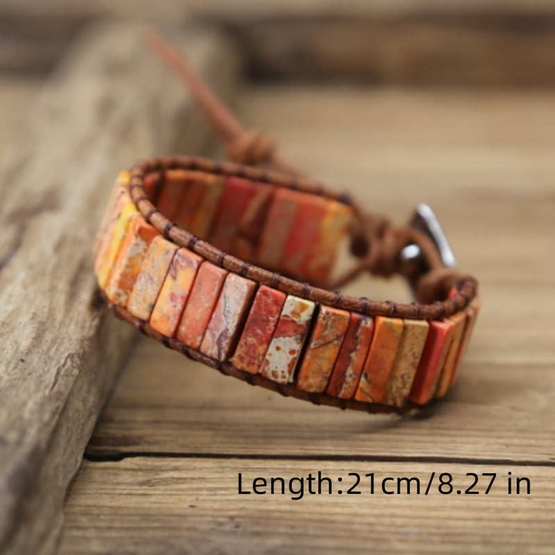 Bohemian Colourful Woven Stone Bracelet for Men – Fashionable Handcrafted Jewellery