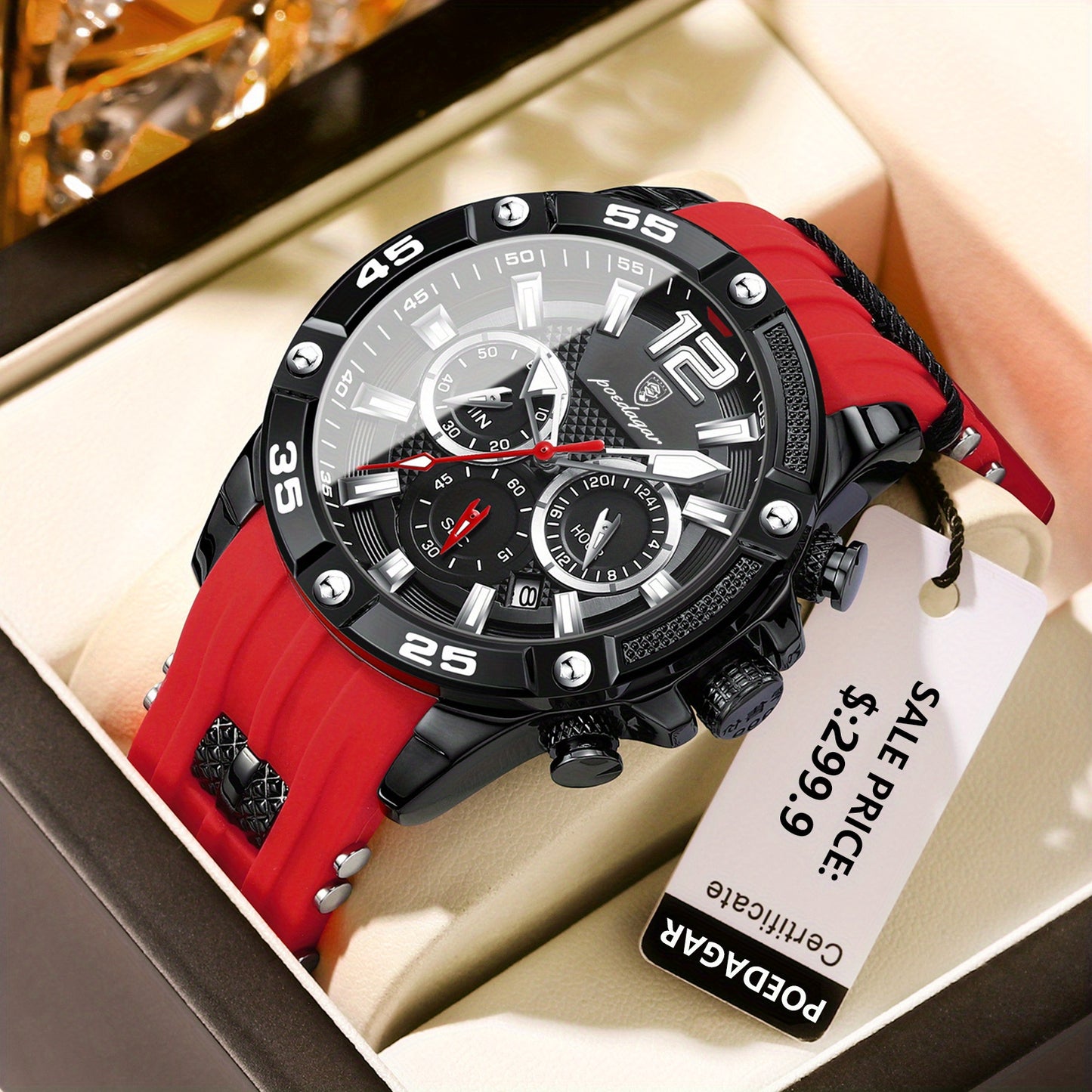 Men’s Sport Chronograph Watch – Dual Display Luminous Dial 24H Time & Date