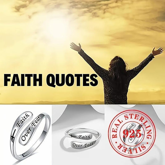 Adjustable 925 Sterling Silver Faith Ring for Men and Women – Engraved Religious Jewellery