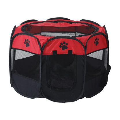 Octagonal Foldable Pet Playpen – Scratch-Resistant Dog & Cat Kennel Tent