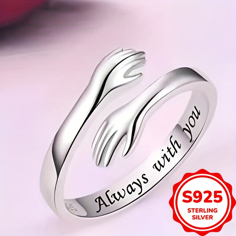 925 Sterling Silver Adjustable Hug Ring for Women