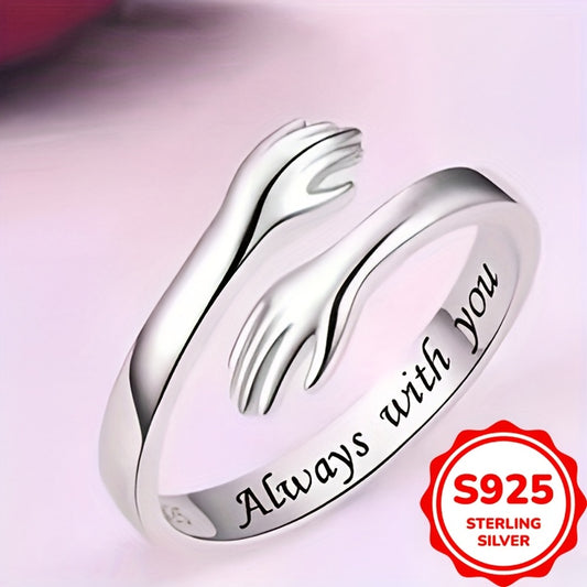 925 Sterling Silver Adjustable Hug Ring for Women
