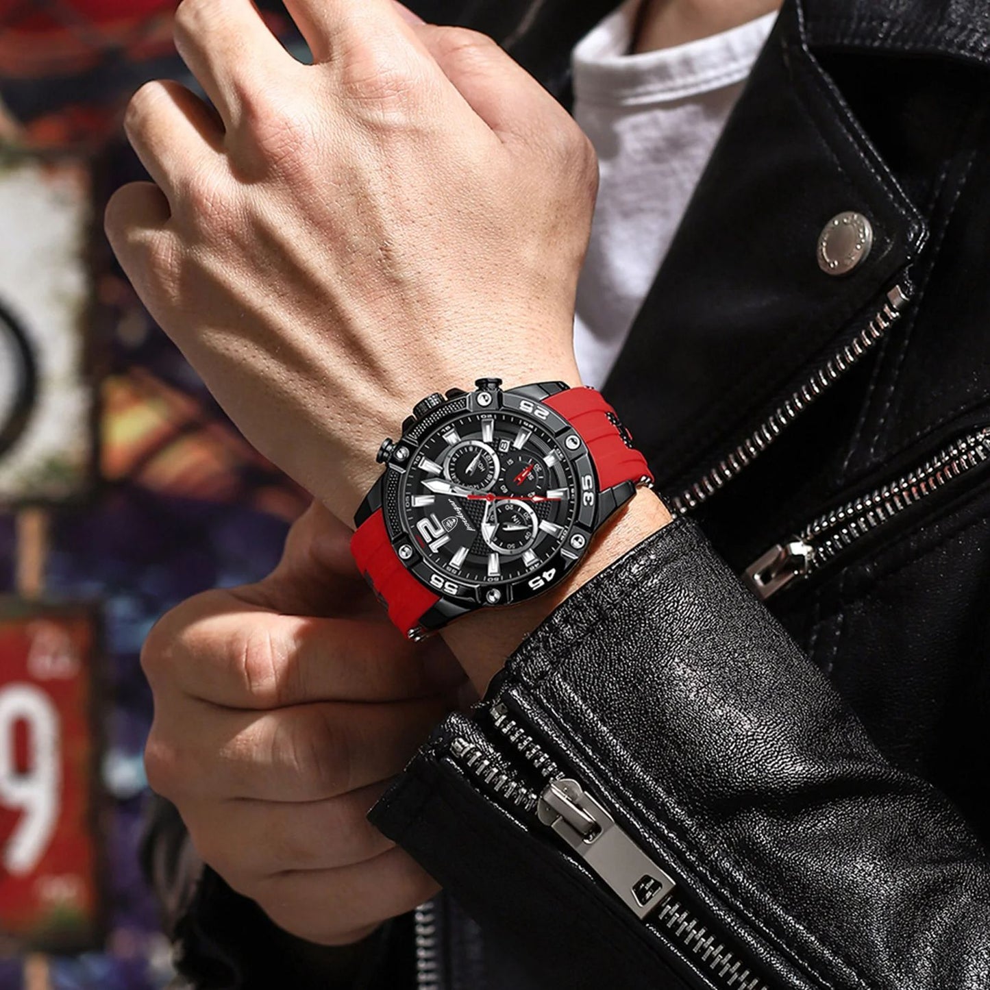 Men’s Sport Chronograph Watch – Dual Display Luminous Dial 24H Time & Date