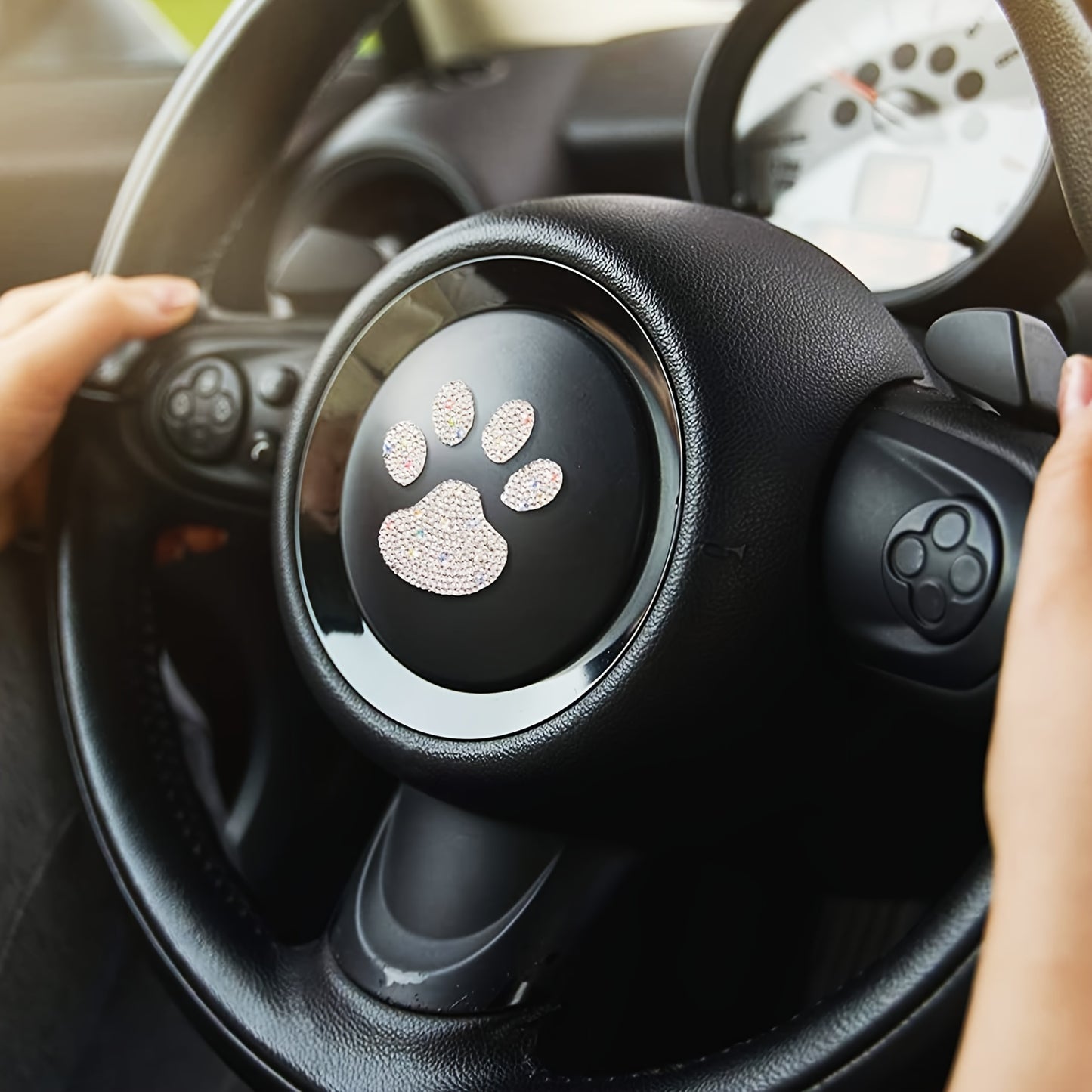 Sparkling Dog Paw Car Decal – Multicolor Rhinestone Sticker for Vehicle Interior