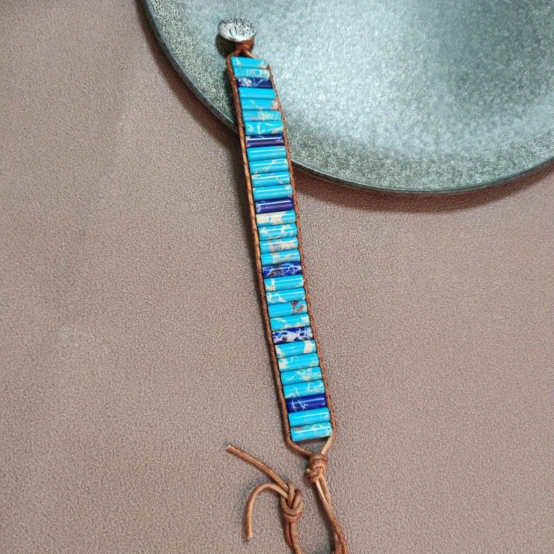 Bohemian Colourful Woven Stone Bracelet for Men – Fashionable Handcrafted Jewellery