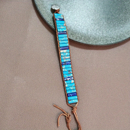 Bohemian Colourful Woven Stone Bracelet for Men – Fashionable Handcrafted Jewellery