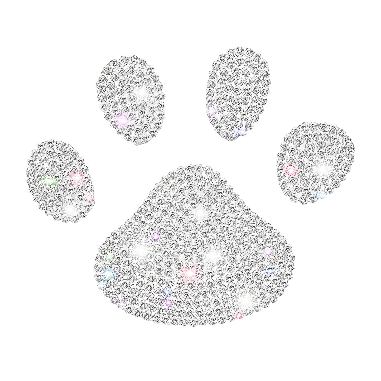 Sparkling Dog Paw Car Decal – Multicolor Rhinestone Sticker for Vehicle Interior