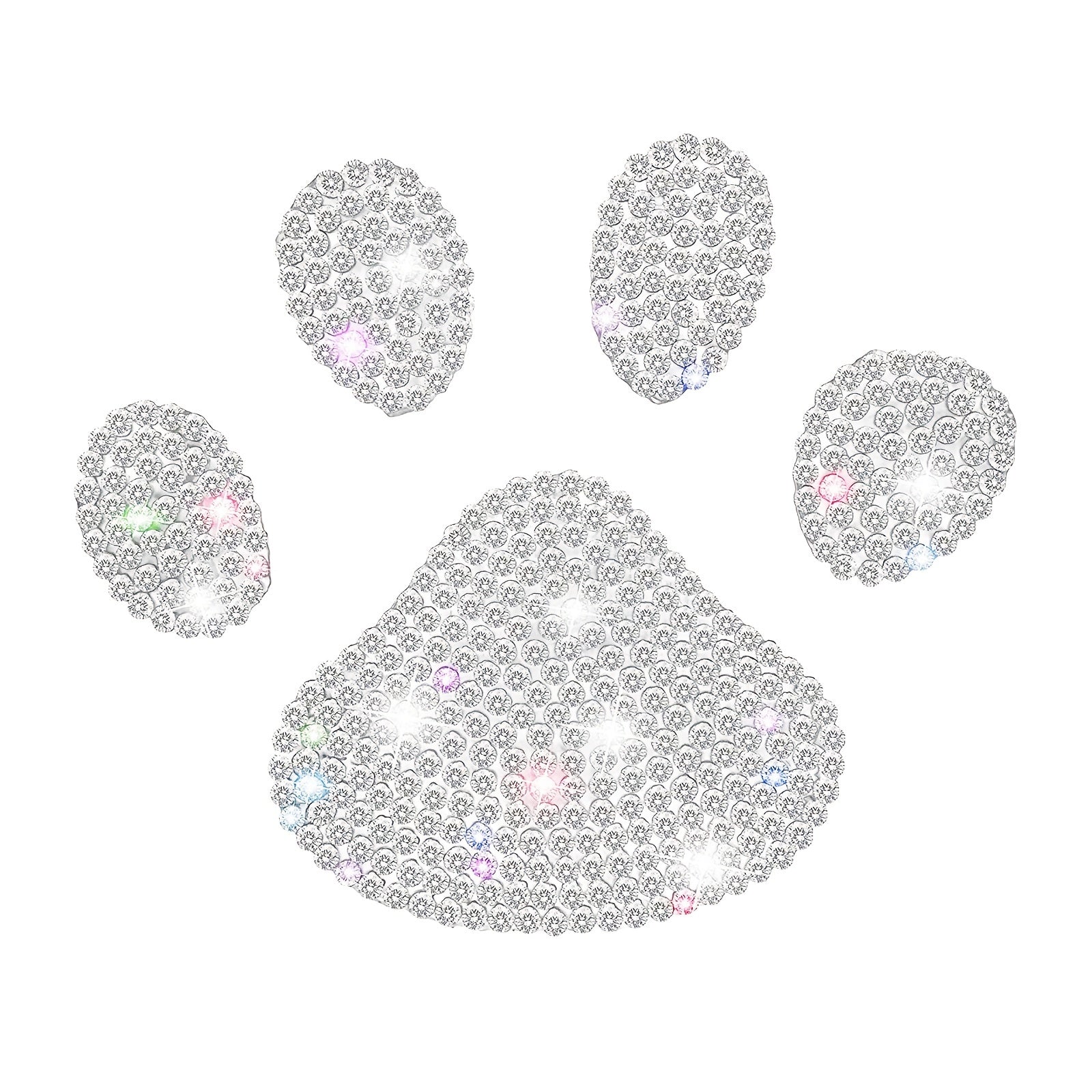 Sparkling Dog Paw Car Decal – Multicolor Rhinestone Sticker for Vehicle Interior