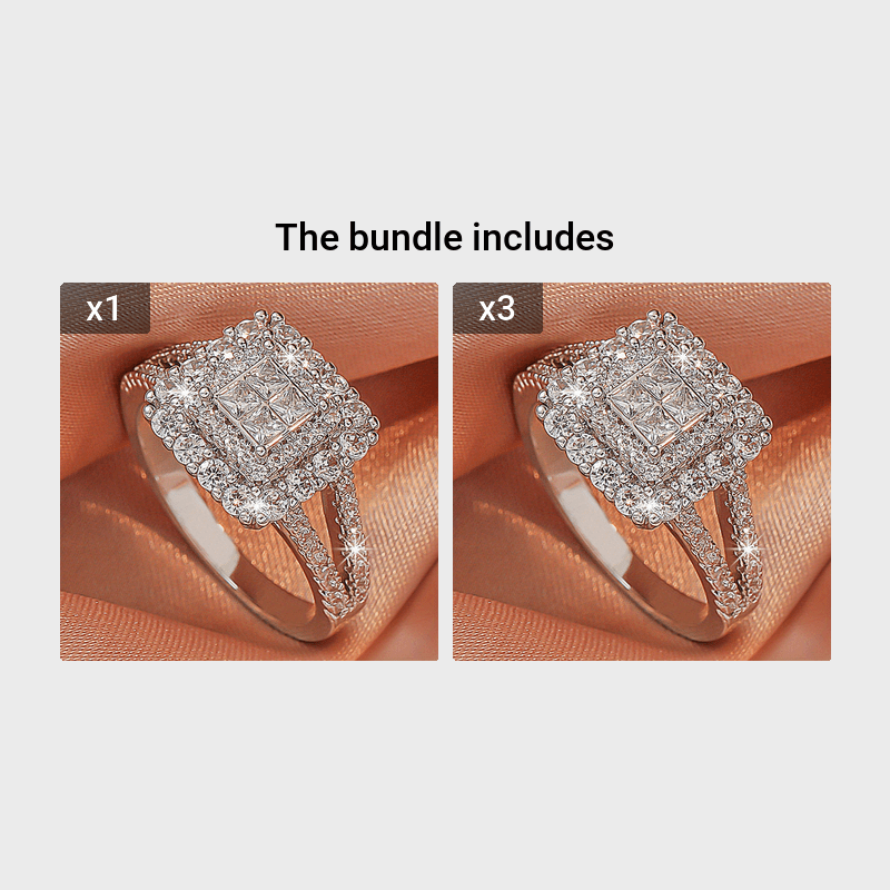 Elegant White Zirconia Multi-Row Ring – Stylish Couples & Statement Jewelry for Gifts