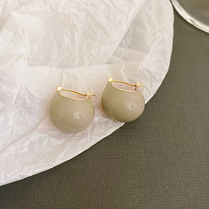 Chunky Enamel Hoop Earrings – 18K Gold Plated, Trendy Japanese & Korean Style