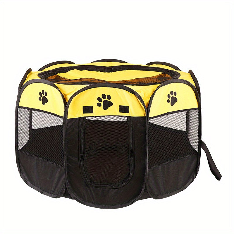 Octagonal Foldable Pet Playpen – Scratch-Resistant Dog & Cat Kennel Tent