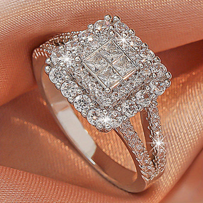 Elegant White Zirconia Multi-Row Ring – Stylish Couples & Statement Jewelry for Gifts