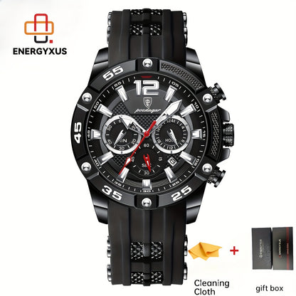 Men’s Sport Chronograph Watch – Dual Display Luminous Dial 24H Time & Date